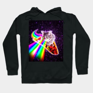 Rainbow Laser Eyes Galaxy Cat Riding Taco Hoodie